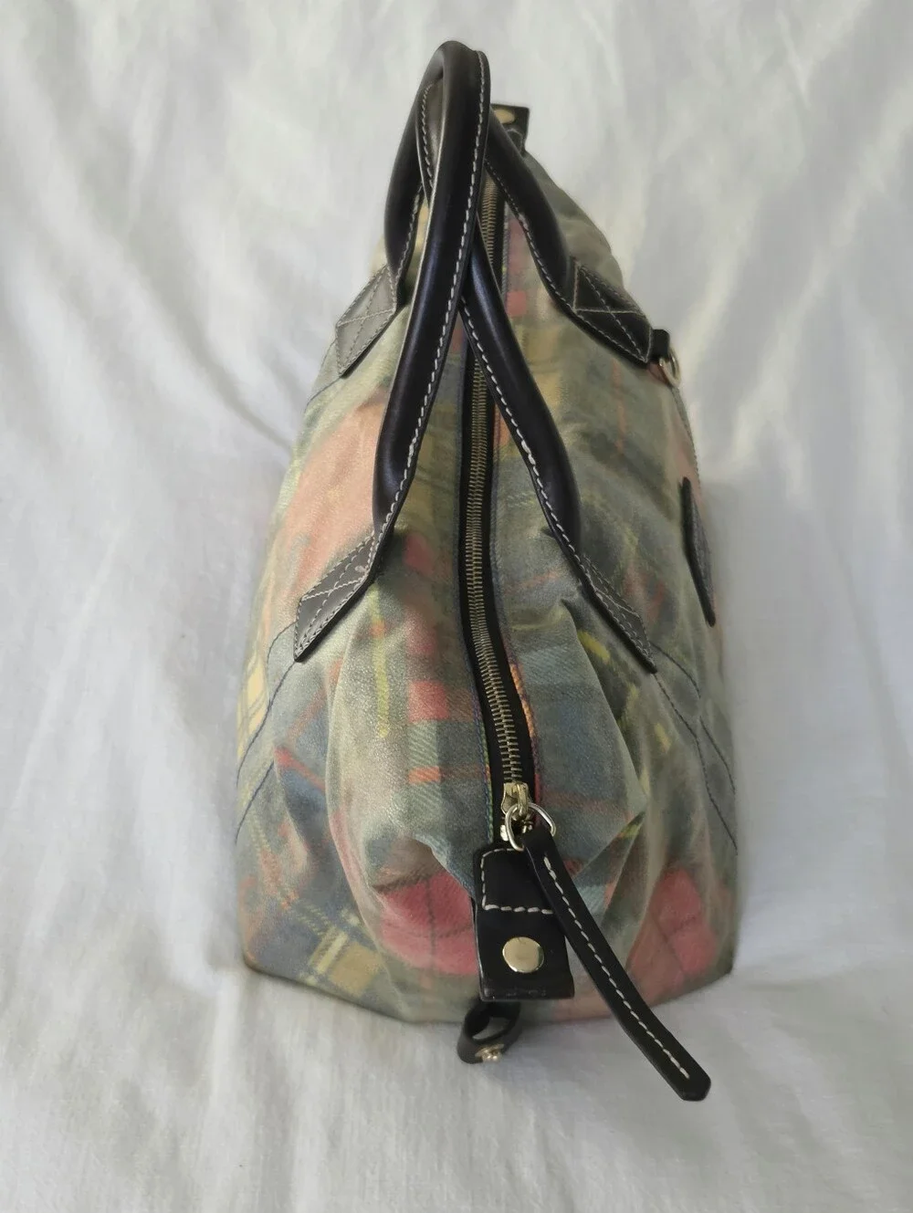 Vintage Dooney & Bourke Plaid Ladybug Madras Plaid Satchel, 1975